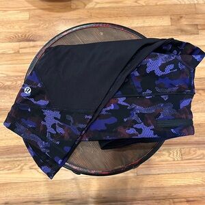 Lululemon mid-rise running leggings with side pockets in purple camouflage print